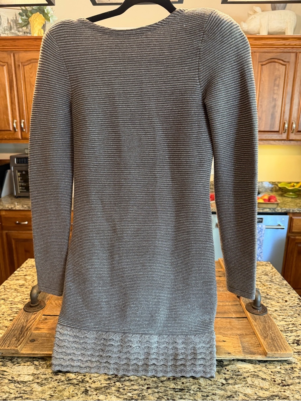 Moda International Gray Ribbed Long Sleeve Knit Dress